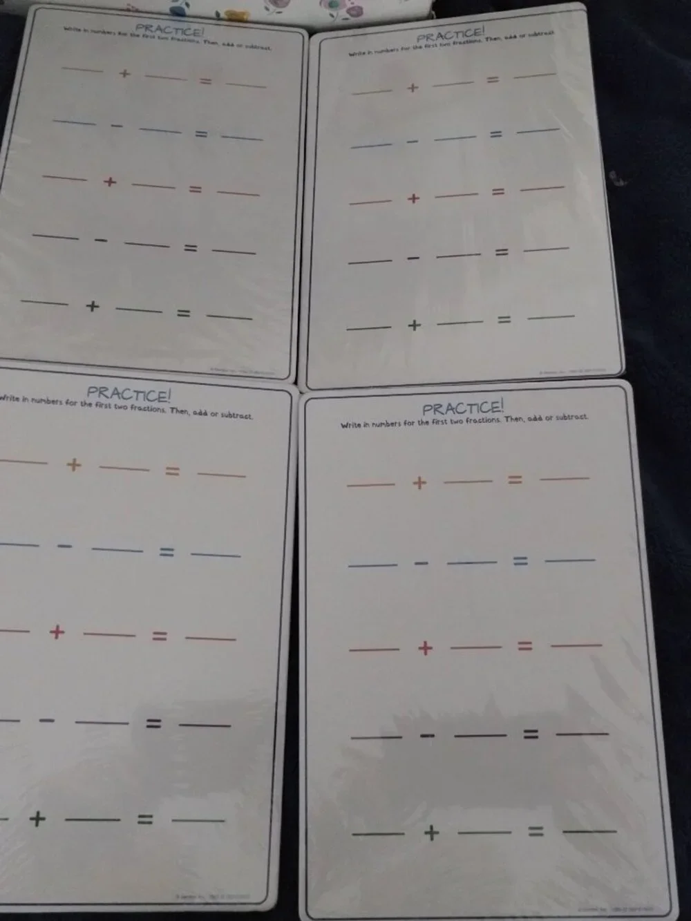 Two sided-dry Erase boards( set of 4)